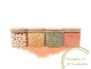Bocaux de conservation carrés avec couvercles en bambou, lot de 4, 800 ml