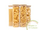 Square storage jars with bamboo lids, set of 4, 2400 ml