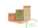 Square storage jars with bamboo lids, set of 3
