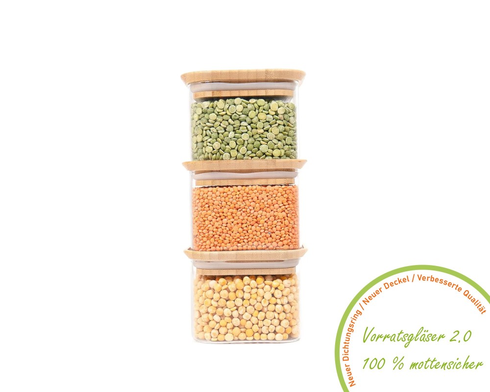 Bocaux de rangement carrés, empilables, lot de 3