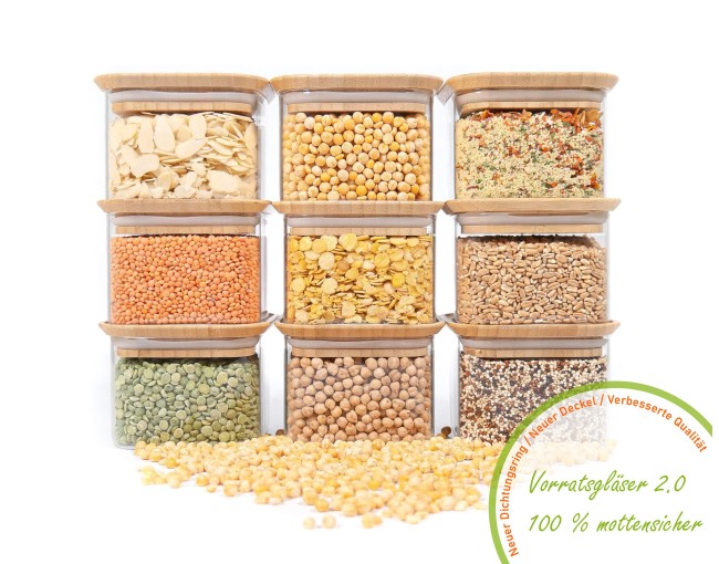 Bocaux de rangement carrés, empilables, lot de 9