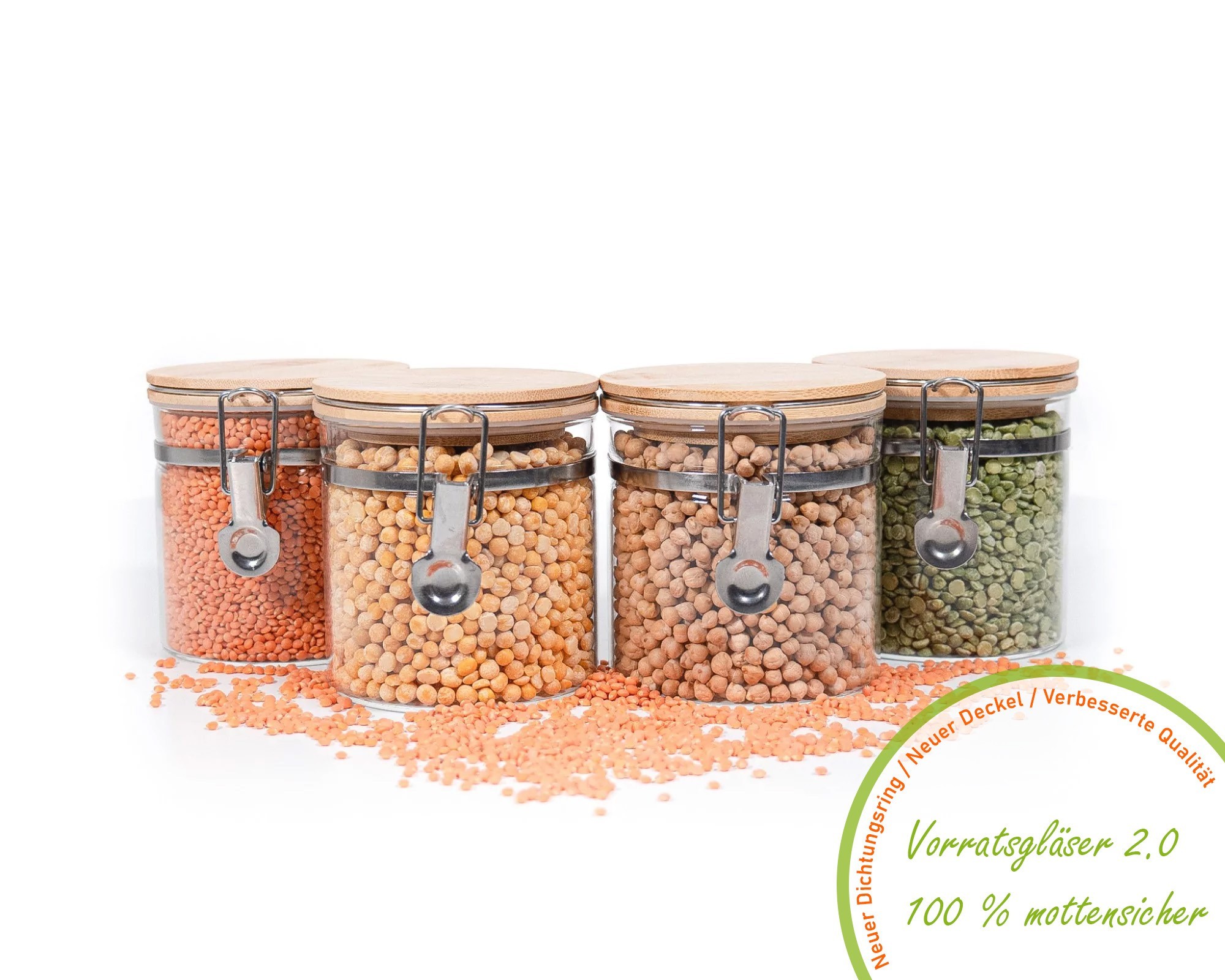 Bocaux de conservation à clipser avec couvercles en bambou, lot de 4, 750 ml