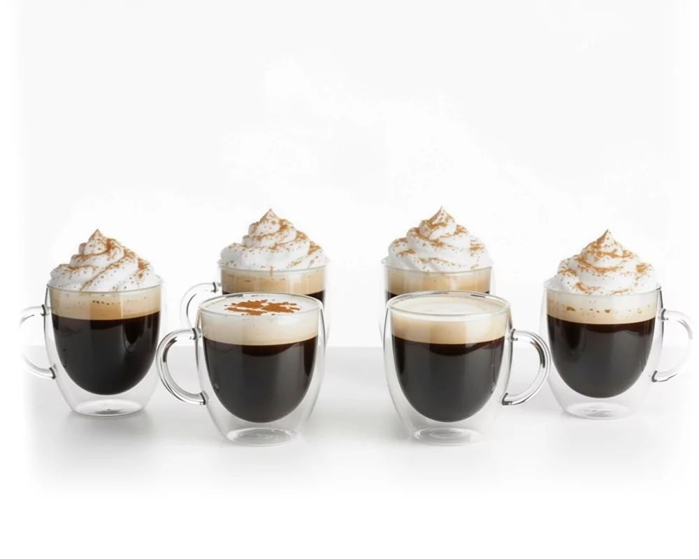 Doppelwandige 200 ml Gläser mit Henkel 6er Set