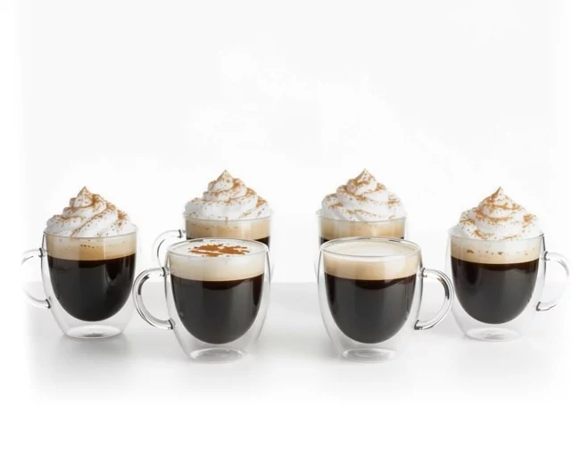 Doppelwandige 200 ml Gläser mit Henkel 6er Set