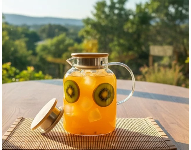 Teekanne mit  Bambus-Deckel 1400 ml