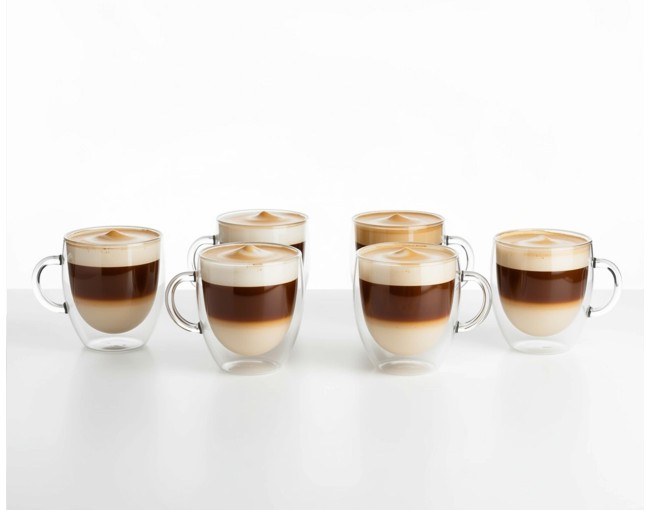 Double-walled 200 ml glasses with handle, set of 6