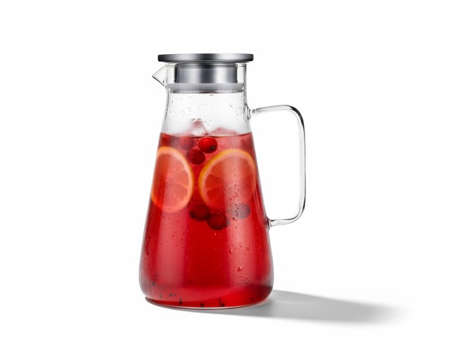 Glaskaraffe mit Edelstahldeckel 1800 ml