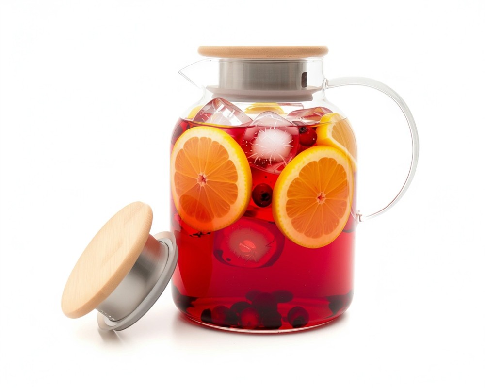 Teekanne mit  Bambus-Deckel 1400 ml