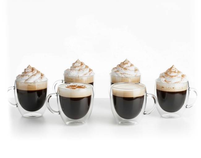 Bicchieri a doppia parete da 200 ml con manico, set da 6