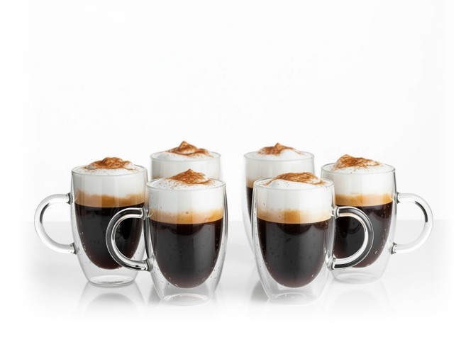 Bicchieri a doppia parete da 350 ml con manico, set da 6