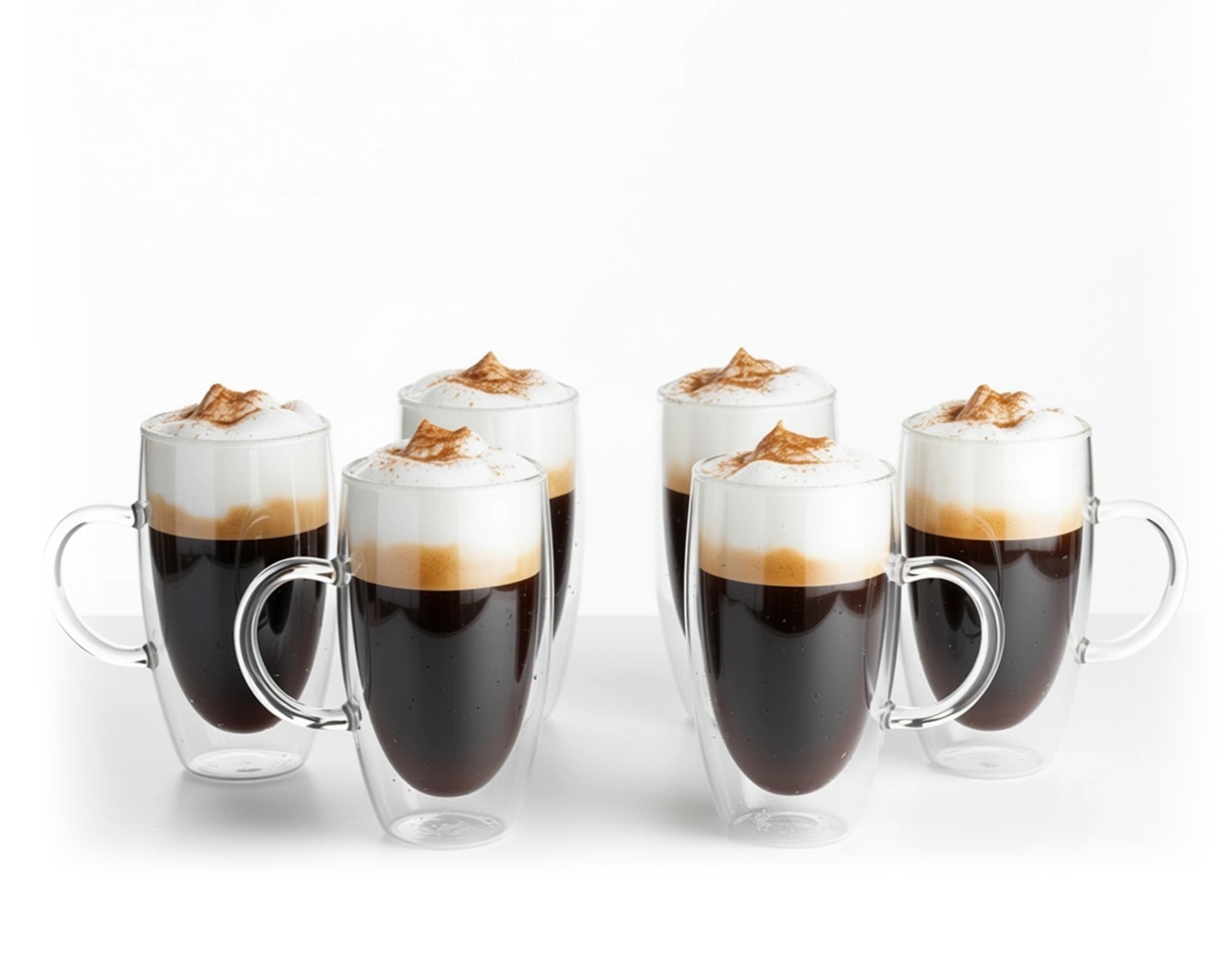 Double-walled 450 ml glasses with handle, set of 6