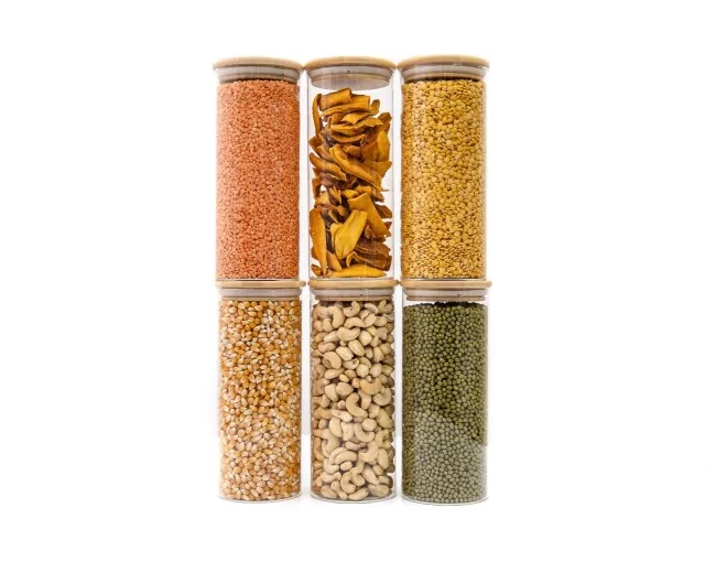 Schmale runde Vorratsgläser 20cm hoch 6er Set Ø8cm