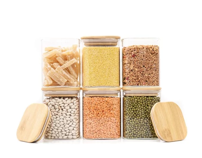 Schmale quadratische Vorratsgläser 10cm hoch 6er Set Ø8cm