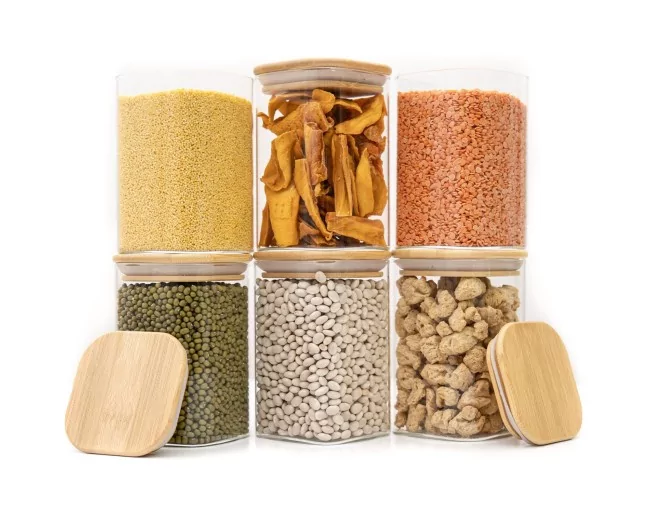 Schmale quadratische Vorratsgläser 12cm hoch 6er Set Ø8cm