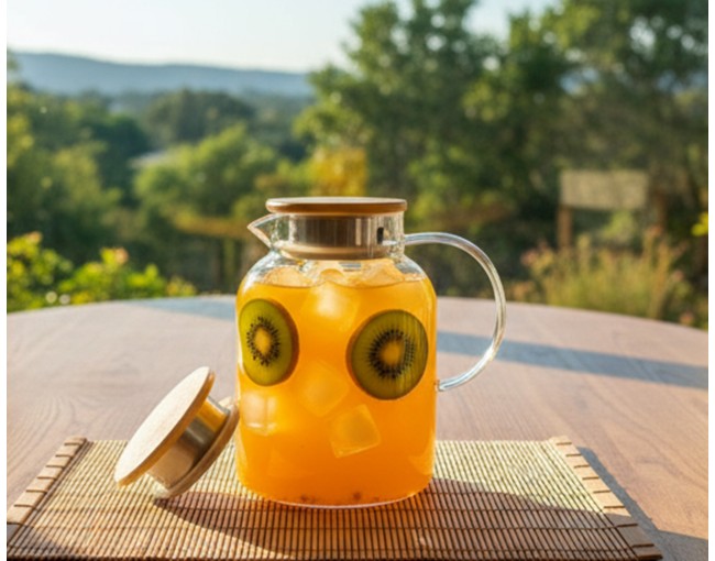 Teekanne mit  Bambus-Deckel 1400 ml