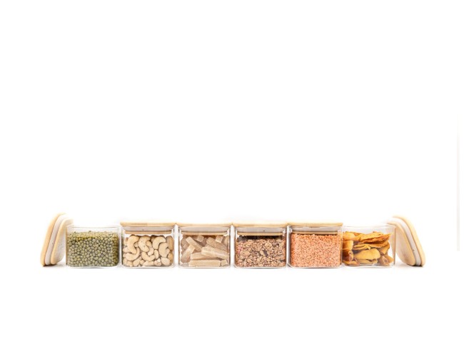 Schmale quadratische Vorratsgläser 6cm hoch 6er Set Ø8cm