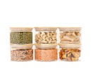 Round storage jars with bamboo lids, set of 4, 800ml