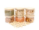 Round storage jars with bamboo lids, set of 4, 800ml