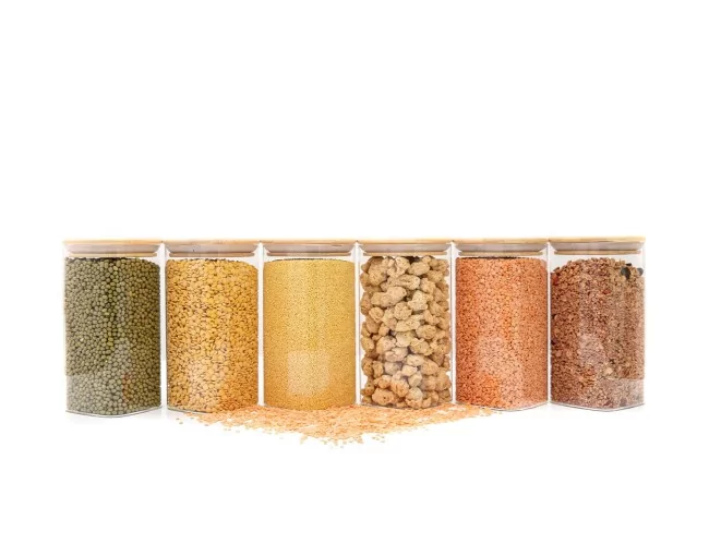 Schmale quadratische Vorratsgläser 16cm hoch 6er Set Ø8cm