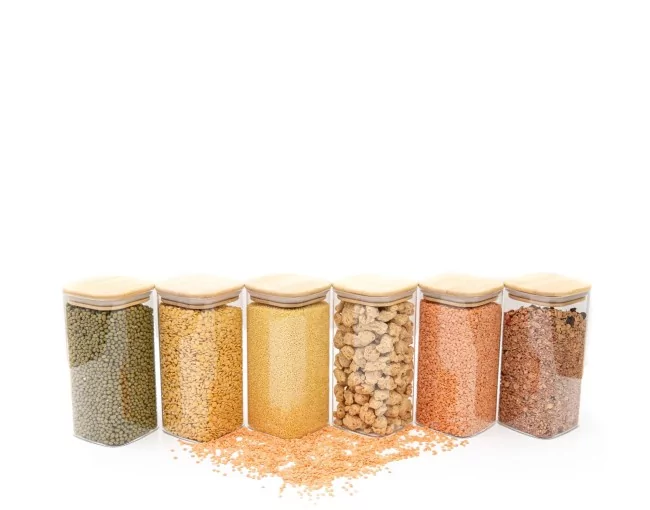 Schmale quadratische Vorratsgläser 16cm hoch 6er Set Ø8cm