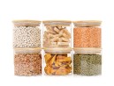 Round storage jars with bamboo lids, set of 4, 800ml