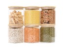Round storage jars with bamboo lids, set of 4, 800ml