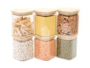 Round storage jars with bamboo lids, set of 4, 800ml