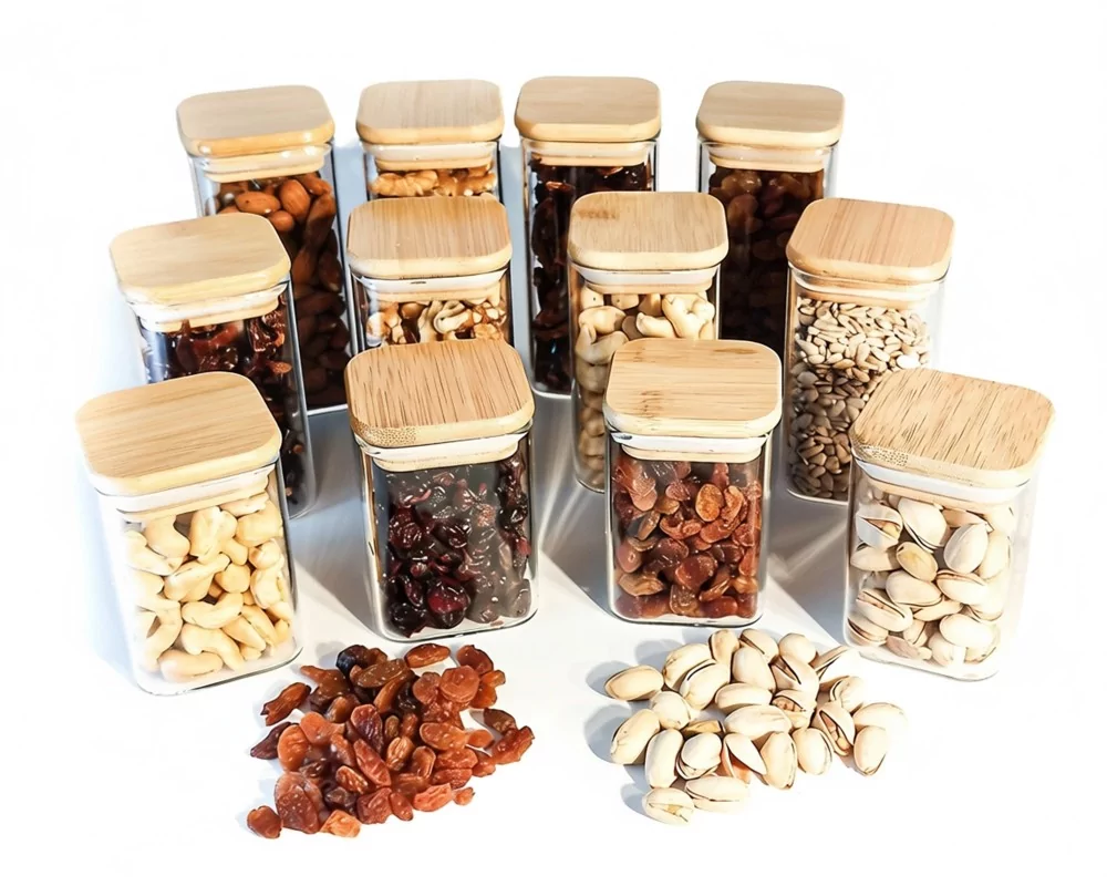 Geschenkset schmale quadratische Gewürzgläser 12er Set