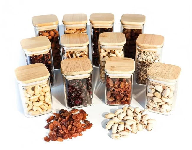 Geschenkset schmale quadratische Gewürzgläser 12er Set