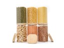 Round storage jars with bamboo lids, set of 4, 800ml