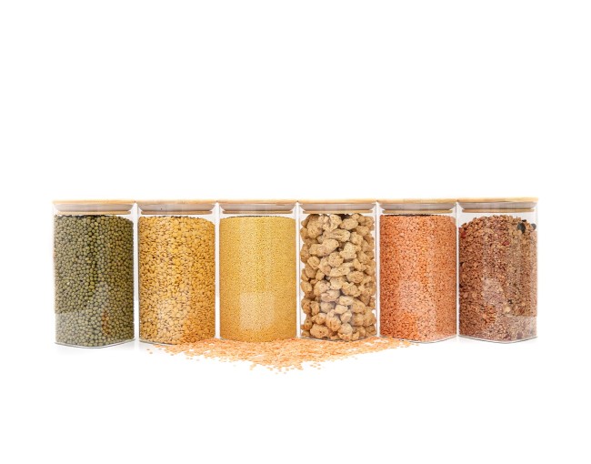 Bocaux de conservation ronds avec couvercles en bambou, lot de 4, 800 ml