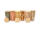 Round storage jars with bamboo lids, set of 4, 800ml