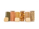 Round storage jars with bamboo lids, set of 4, 800ml