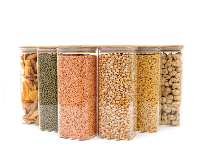 Bocaux de conservation ronds avec couvercles en bambou, lot de 4, 800 ml