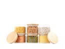 Barattoli rotondi con coperchio in bambù, set da 4, 800 ml