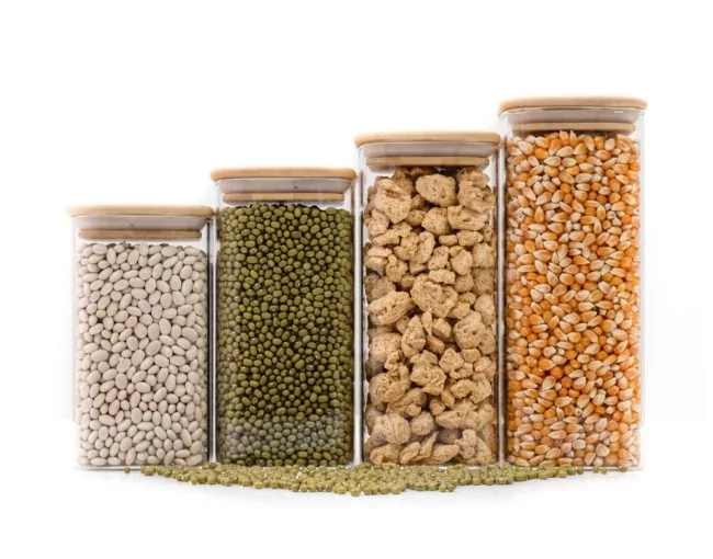 Schmale quadratische Vorratsgläser 20cm hoch 6er Set Ø8cm