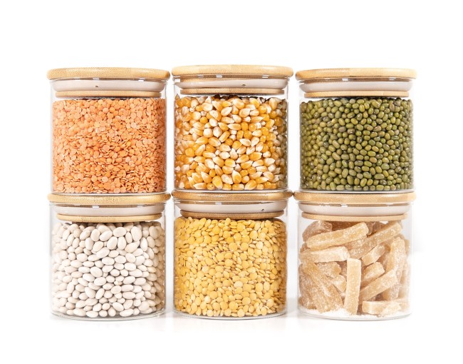 Barattoli rotondi con coperchio in bambù, set da 4, 800 ml