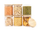 Round storage jars with bamboo lids, set of 4, 800ml