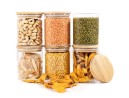 Round storage jars with bamboo lids, set of 4, 800ml