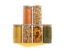 Round storage jars with bamboo lids, set of 4, 800ml