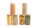 Round storage jars with bamboo lids, set of 4, 800ml