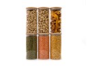 Round storage jars with bamboo lids, set of 4, 800ml