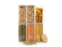 Round storage jars with bamboo lids, set of 4, 800ml