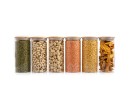 Round storage jars with bamboo lids, set of 4, 800ml