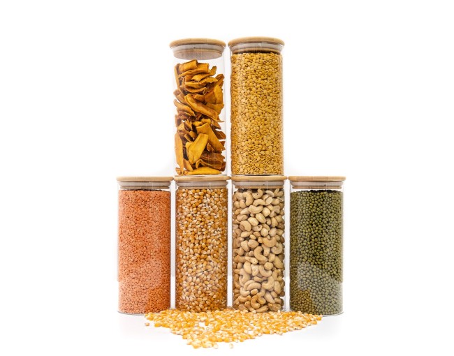 Bocaux de conservation ronds avec couvercles en bambou, lot de 4, 800 ml