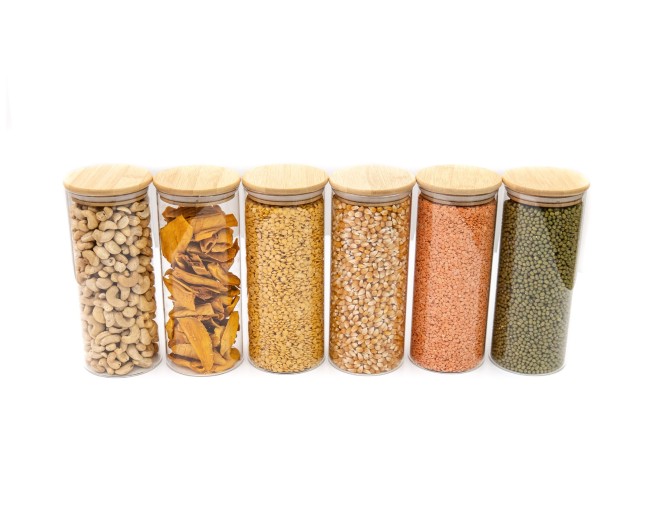 Schmale runde Vorratsgläser 20cm hoch 6er Set Ø8cm