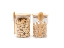 Storage jars with bamboo lid and spoon, set of 2