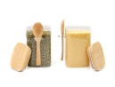 Storage jars with bamboo lid and spoon, set of 2, square
