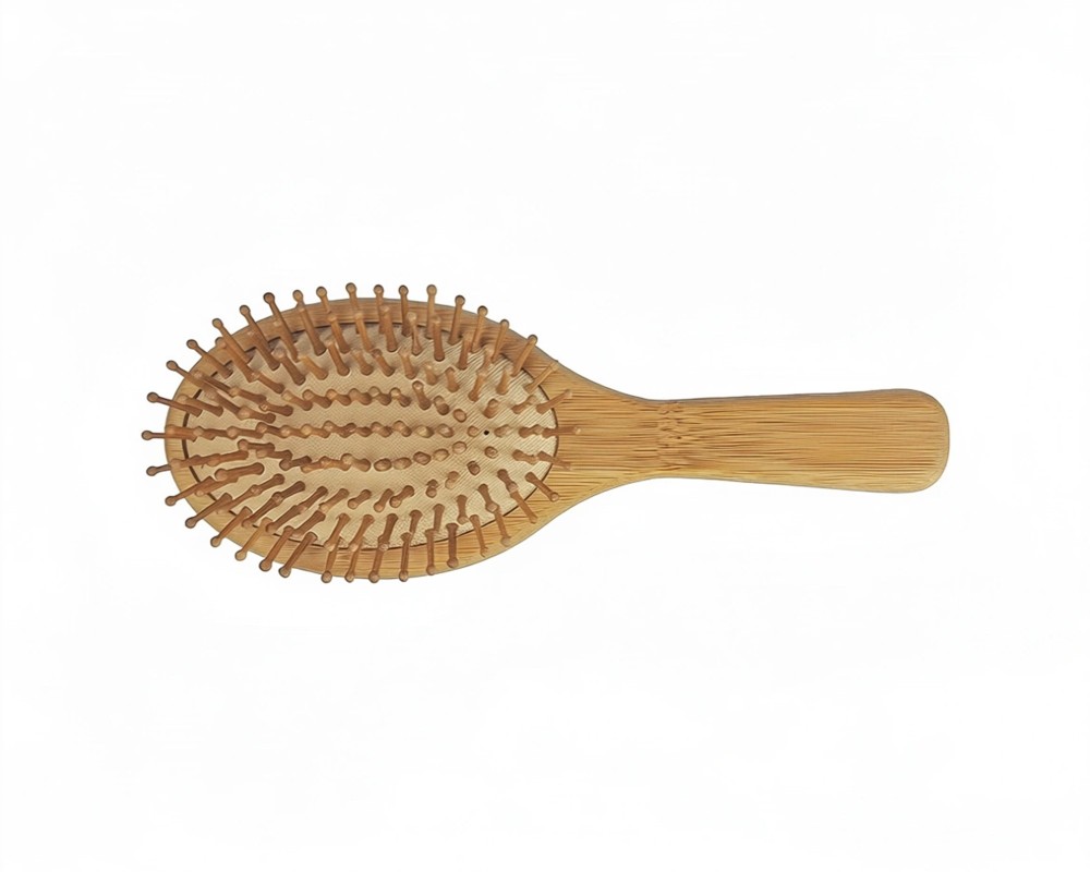 Grande brosse à cheveux ronde en bambou