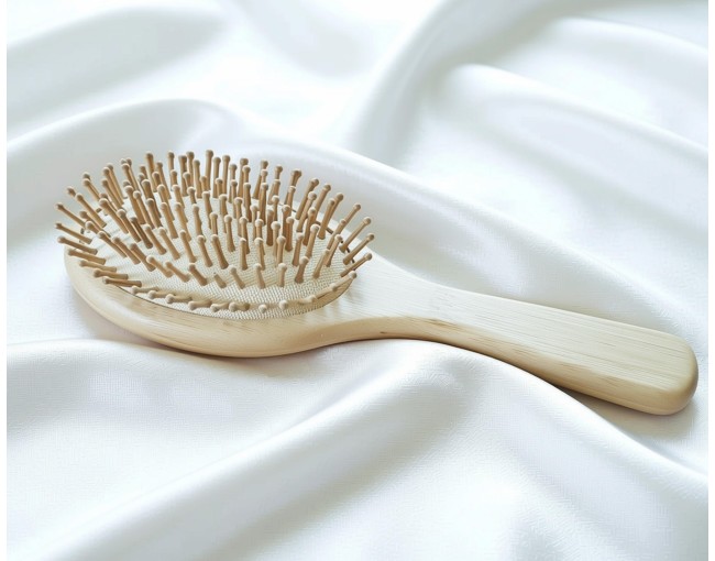 Large round bamboo hairbrush